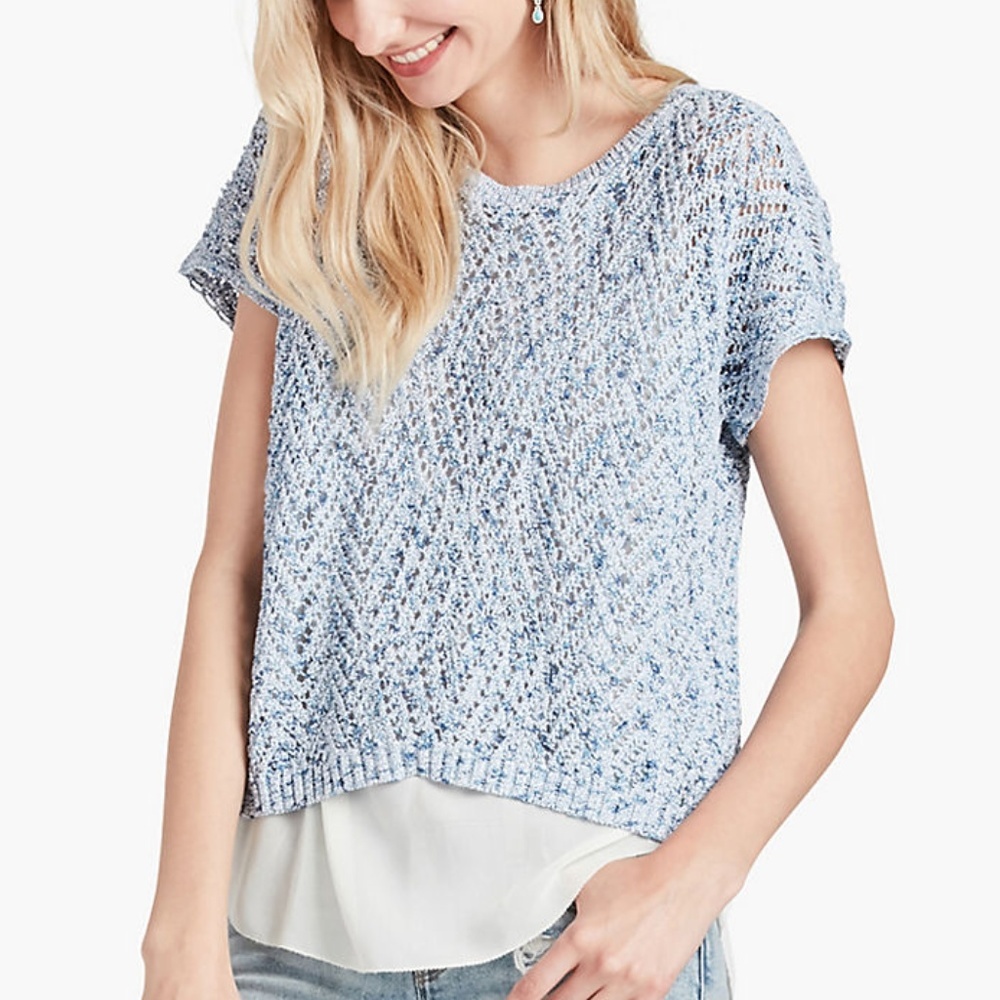 Lucky Brand women L Marled stitch pullover blouse